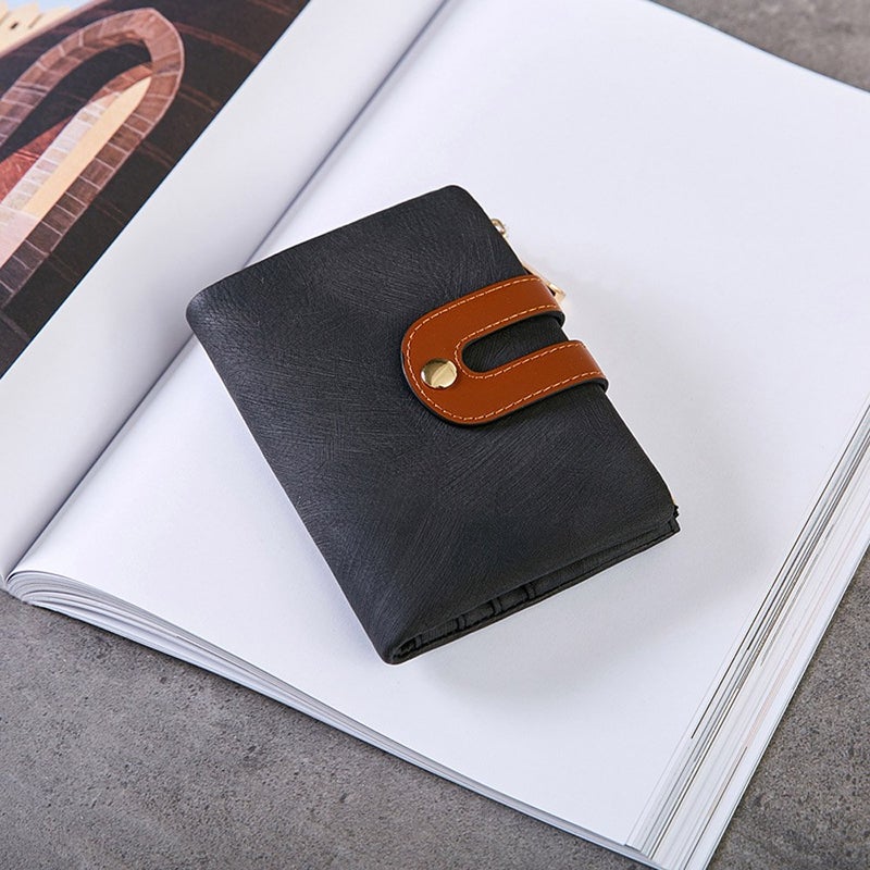 AOXONEL Women's Rfid Small Bifold Leather Wallet Ladies Mini Zipper Coin Purse id card Pocket,Slim Compact Thin (Black) - Image 4